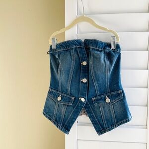 Zara Dark Denim Corset Crop Top